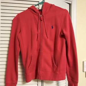 Women’s Polo Zip-Up Hoodie Orange-Red
